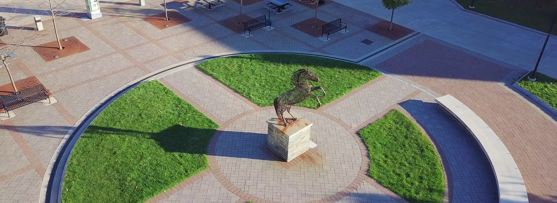 aerial of mustang statue