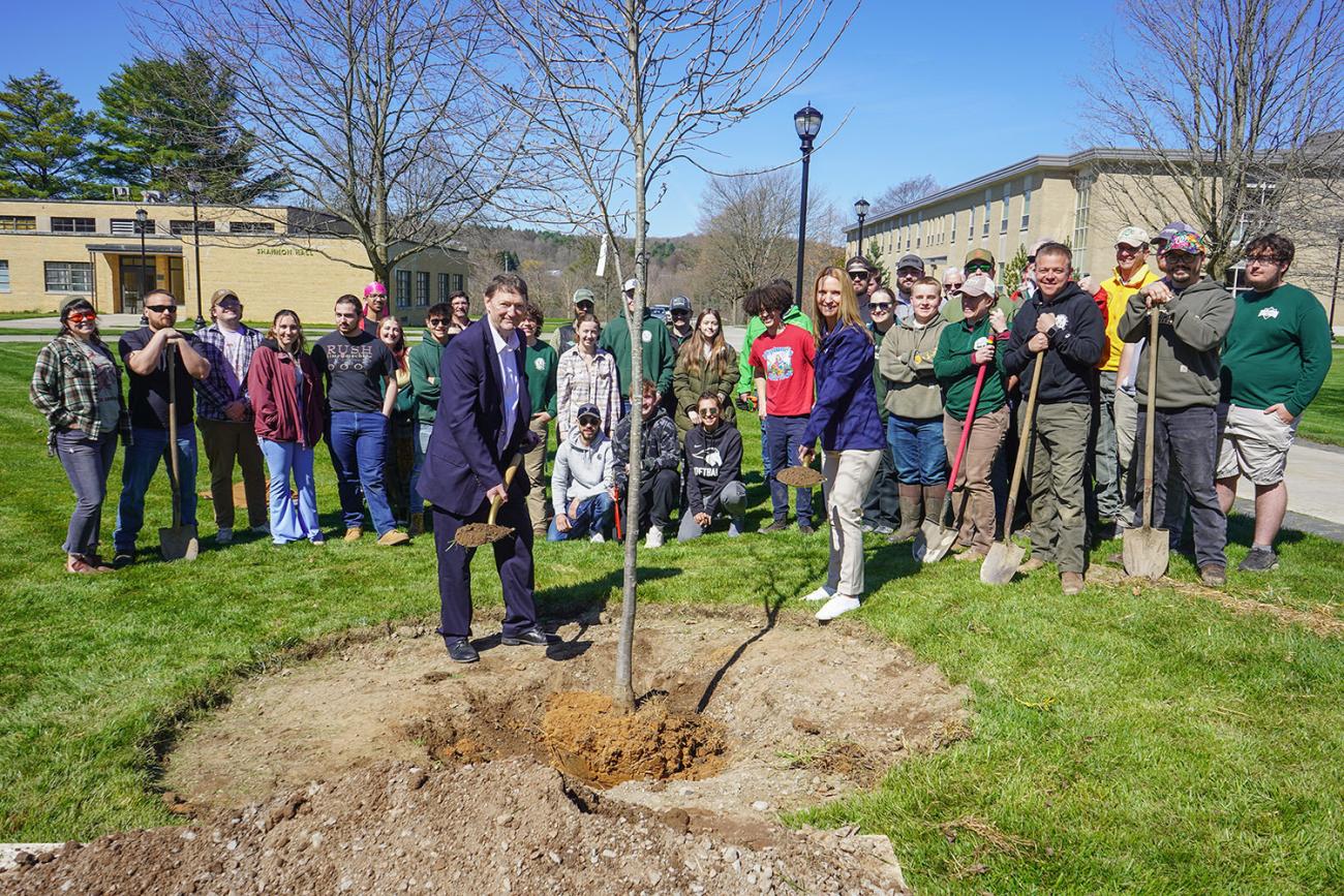 Arbor Day tree planting at SUNY Morrisville