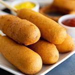 Pile of 5 Corn Dogs, on Plate