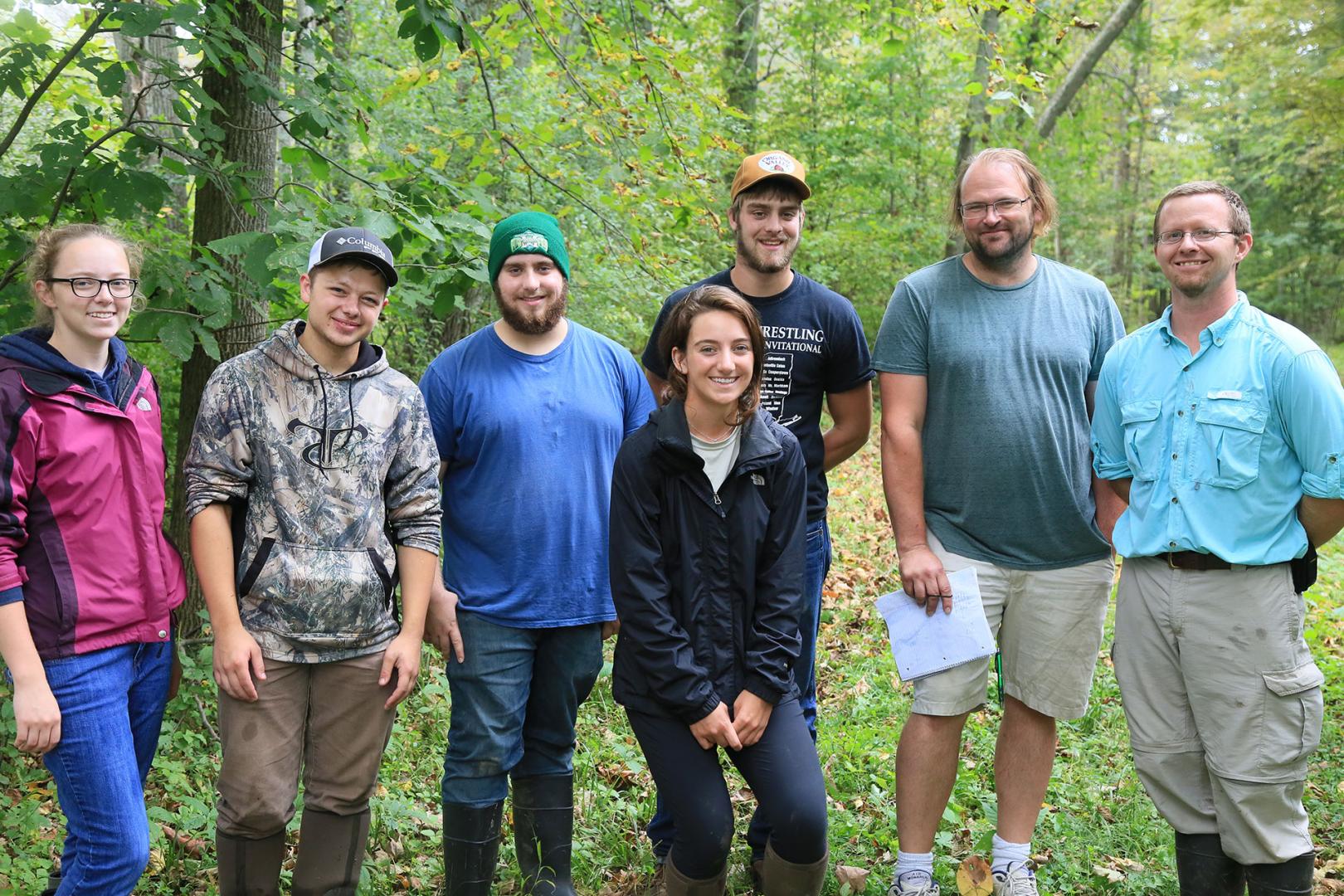 Pictured are Eric Diefenbacher and students in his fall 2018 Herpetology class, who were recently published in a scientific journal. From left: Emily Coscomb, Collin Sullivan, Talon Abrams, Kate Augustine, Sam Casler, Phil Keville, Eric Diefenbacher