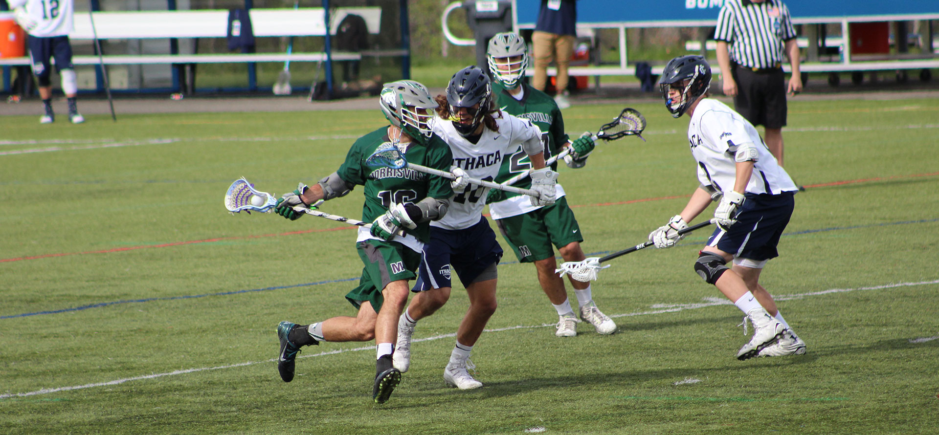 Louie #16, left, and Nick Geswaldo #24 on the field together, Photo by Steve Samoyedny