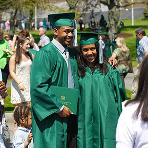 students in graduation regalia