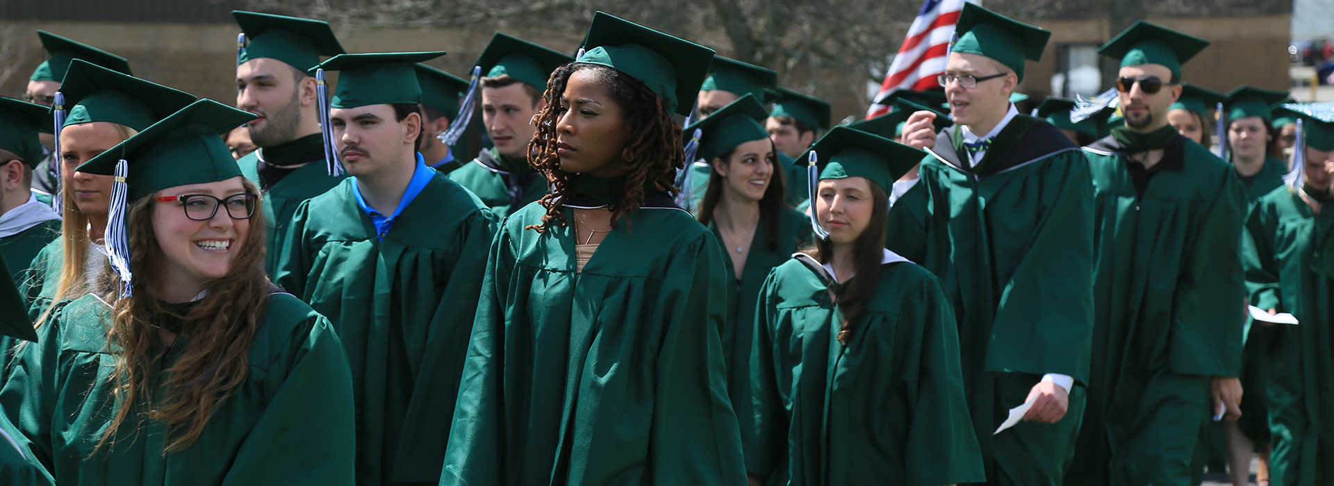 students in commencement regalia