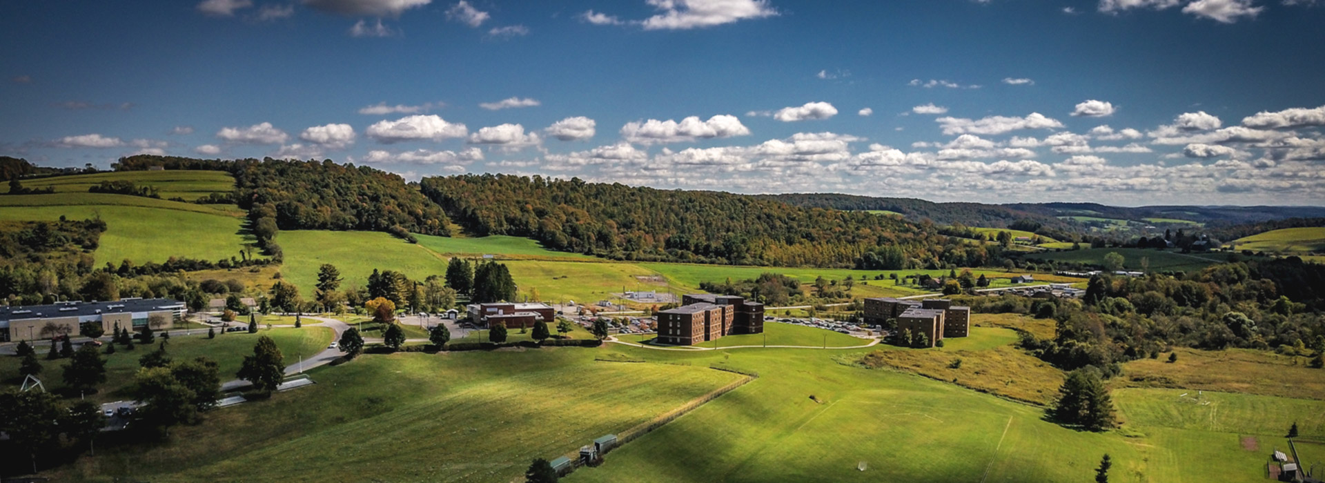 drone photo of campus