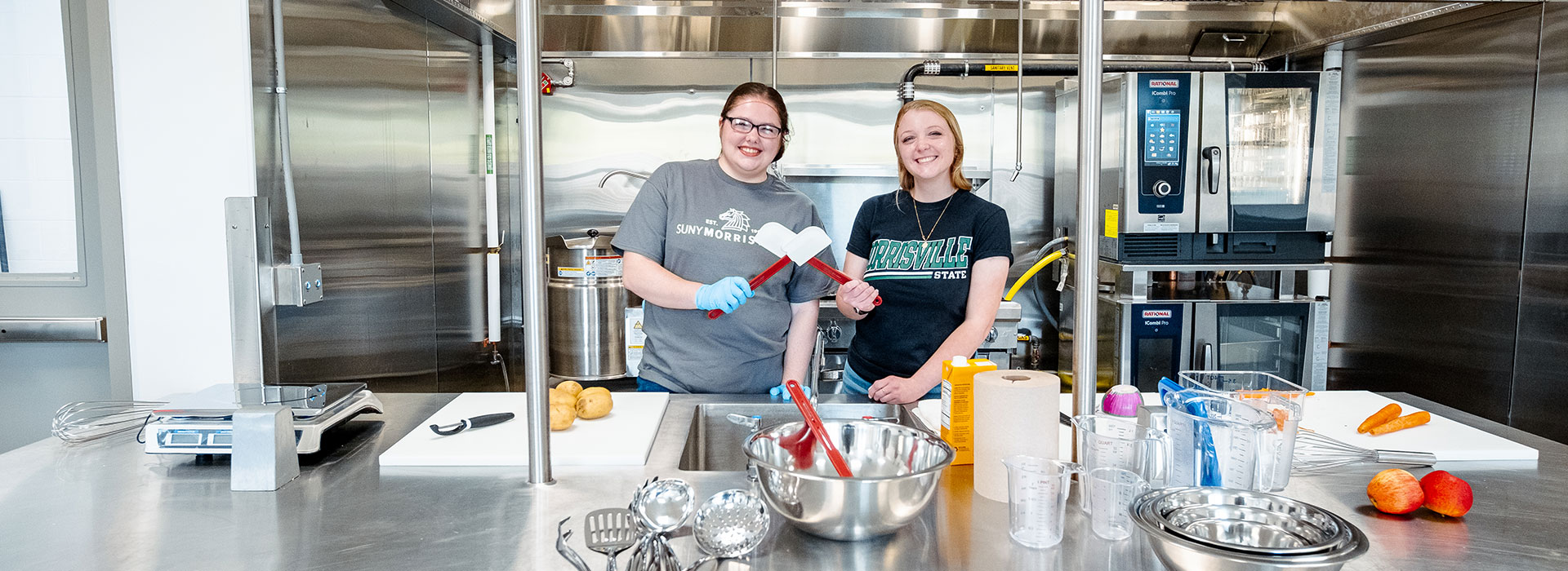 SUNY Morrisville Food & Agribusiness students work together in the shared-use kitchen.