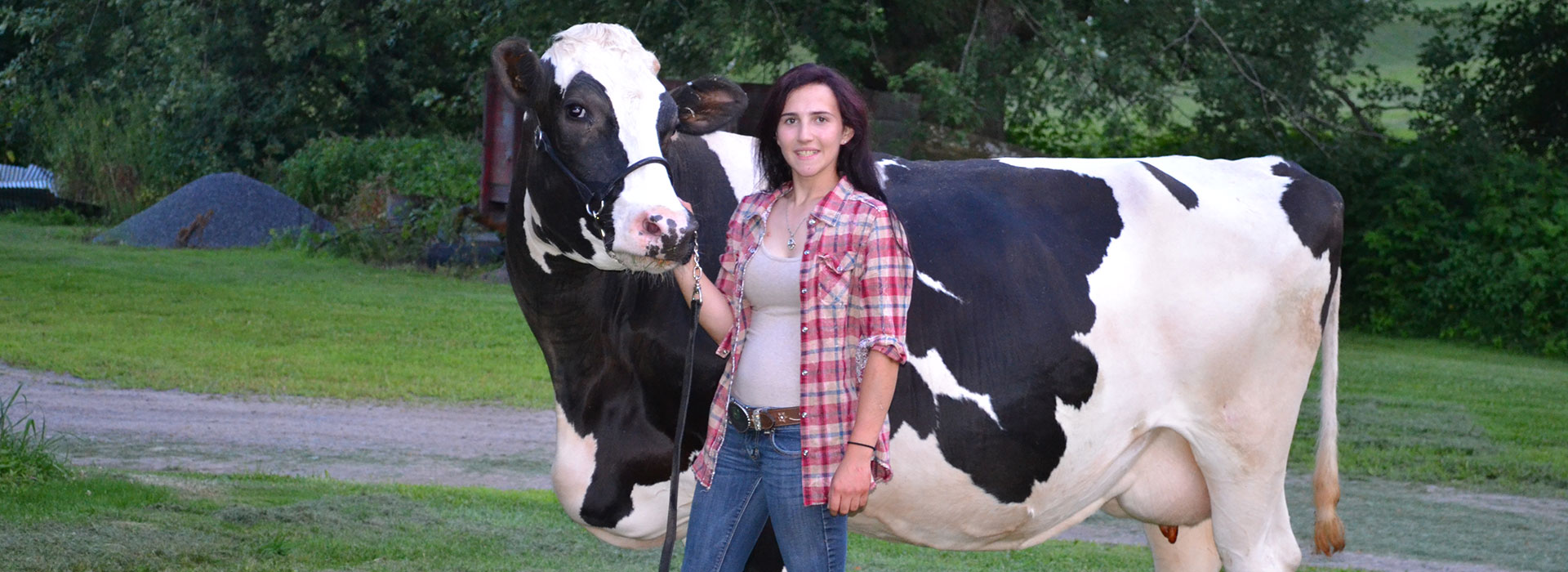 Carrie Shuman with a cow
