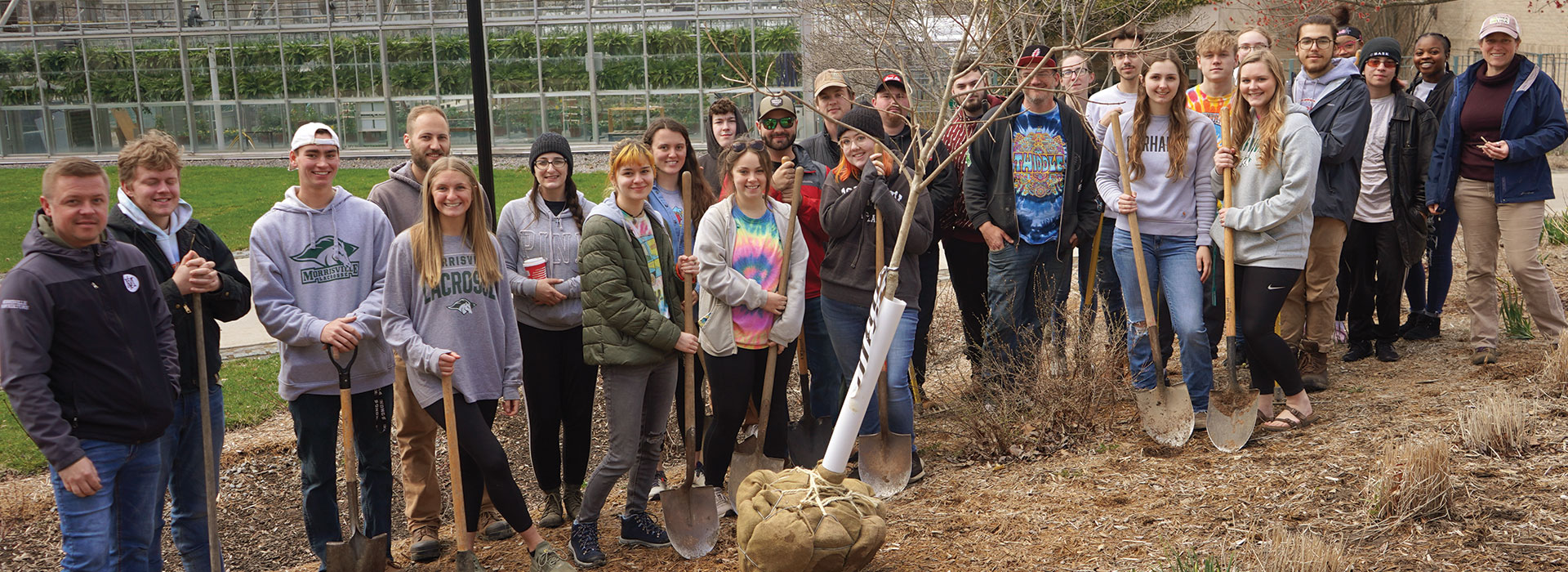 SUNY Morrisville students plant a tree