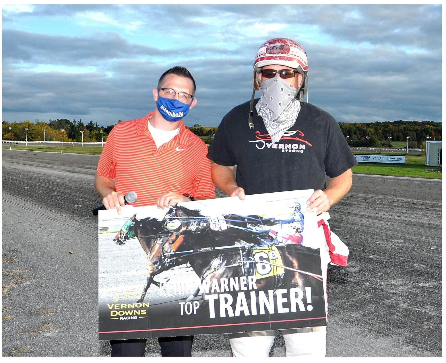 Kerin Warner poses after taking top trainer at Vernon Downs racetrack