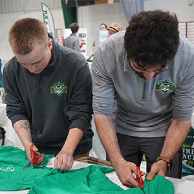 Students do a thing with shirts