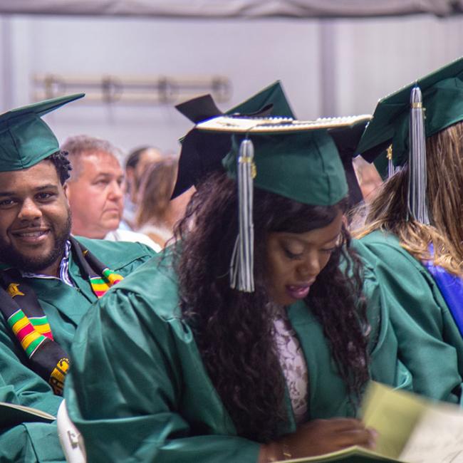 students in graduation outfits