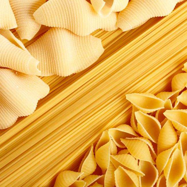 Uncooked pasta collage