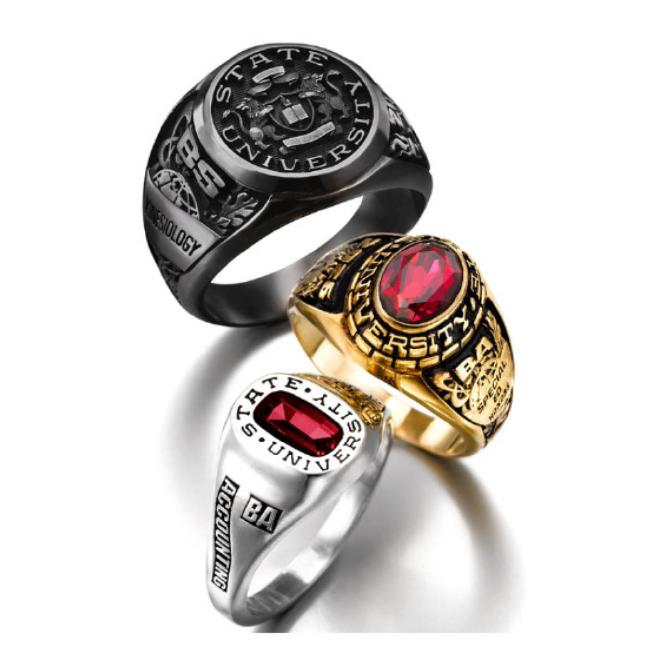Three different class ring styles