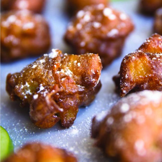 fritters with powdered sugar