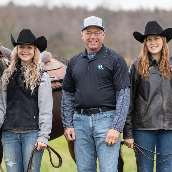 Posing for a photo, from left: Hot Cocktail, Amelia Jaworski, RE Sears, Maggie Herbet and Kicks and Giggles, all who competed at the All American Quarter Horse Congress