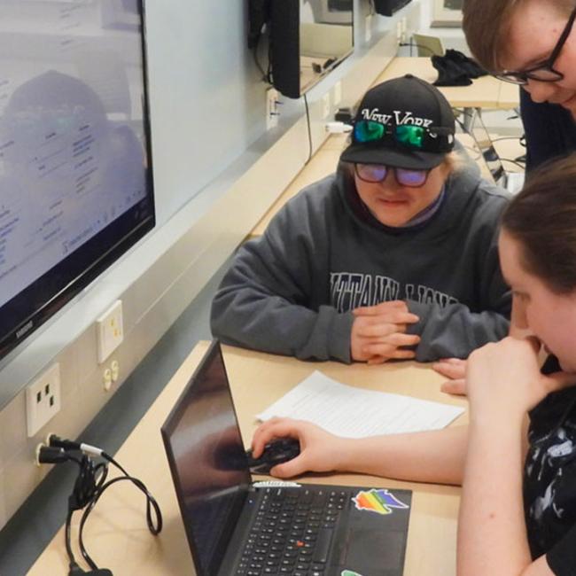 Students collaborate on a game development project during Global Game Jam.