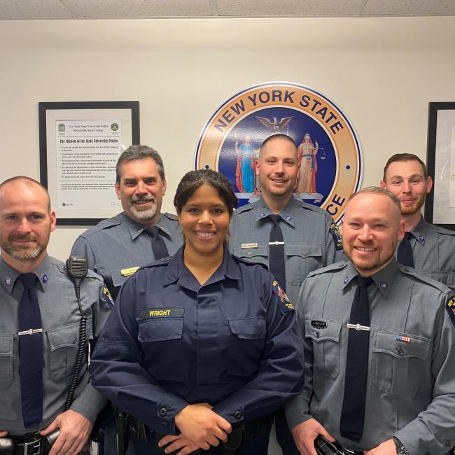 Pictured back row, from left: Lt. McCartney, Officer Stephen Leuthauser, Officer Cody Welch  Front row, from left: Officer Luke Learned, Officer Nicole Wright, Officer Tyler Morgan  Not pictured, Lt. Netzband  