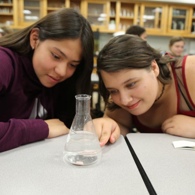Participants conduct an experiment during the summer STEP Program at SUNY Morrisville