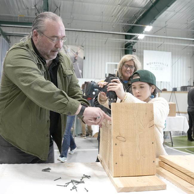 Building owl boxes at Earth Day 