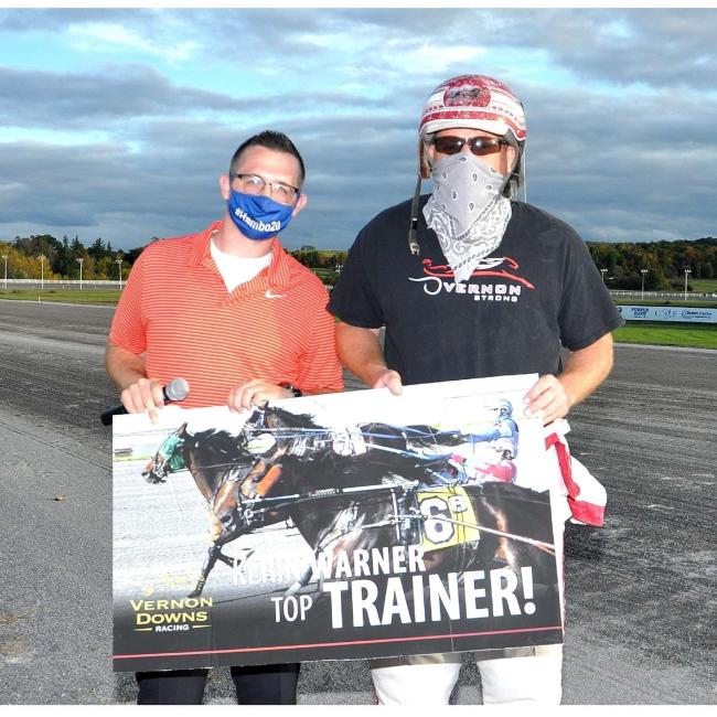 Kerin Warner poses after taking top trainer at Vernon Downs racetrack