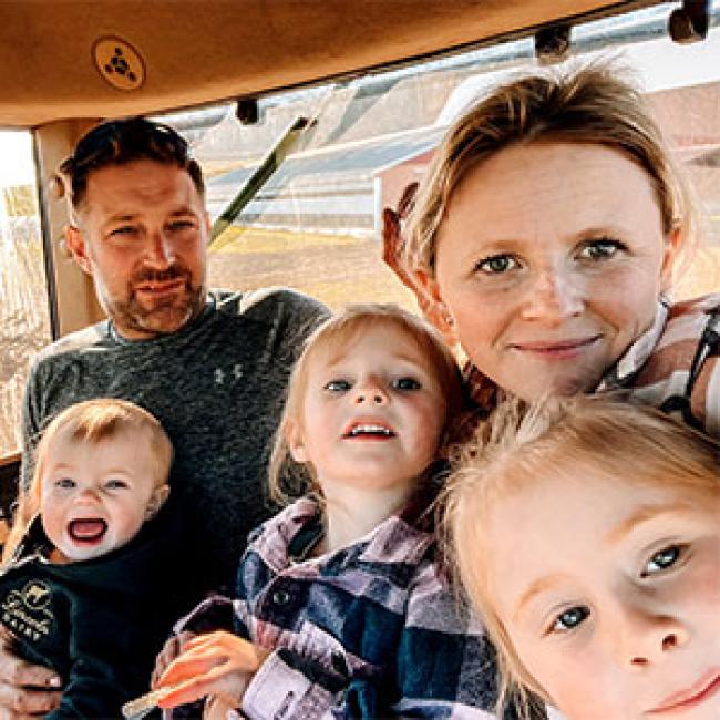 The Huysman family from left: Luke, Hatley, Emmy, Ashley and June