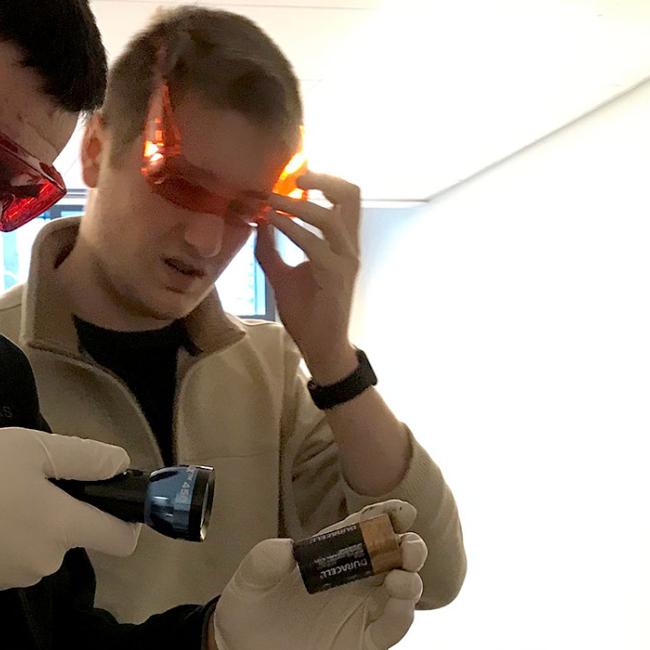 Two criminal justice students investigate a battery.