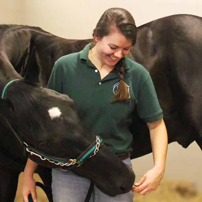 Equine student with her horse