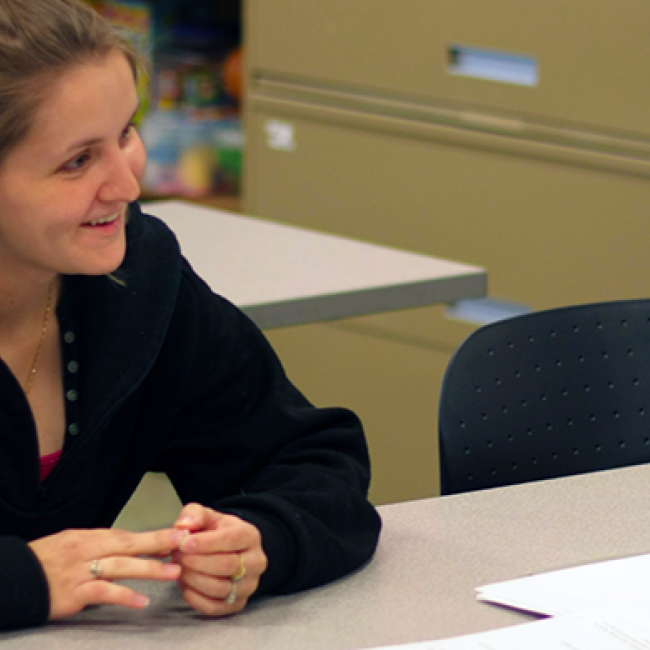 Student helping someone