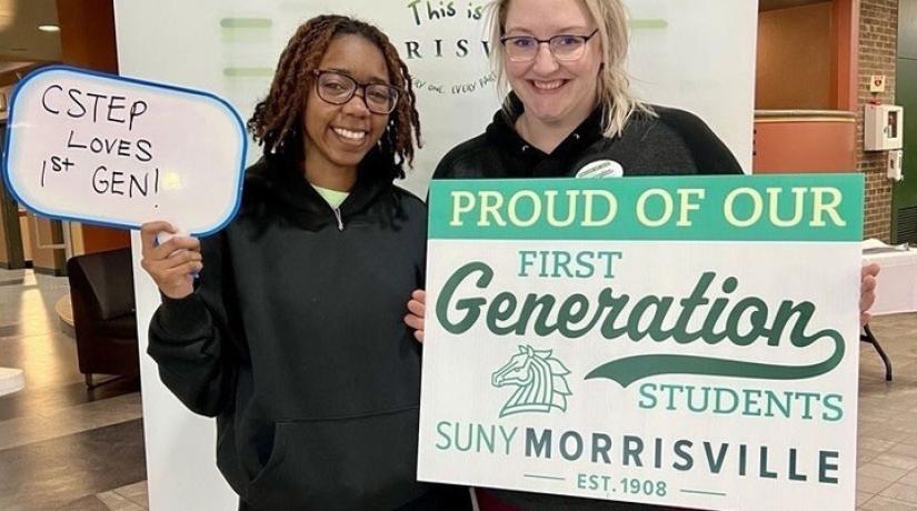 Two first-gen CSTEP students proudly display their status