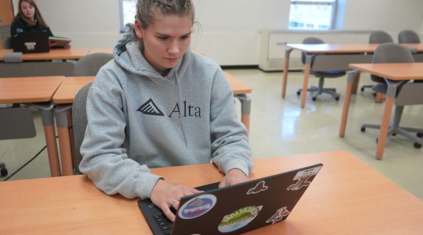 A student on a laptop