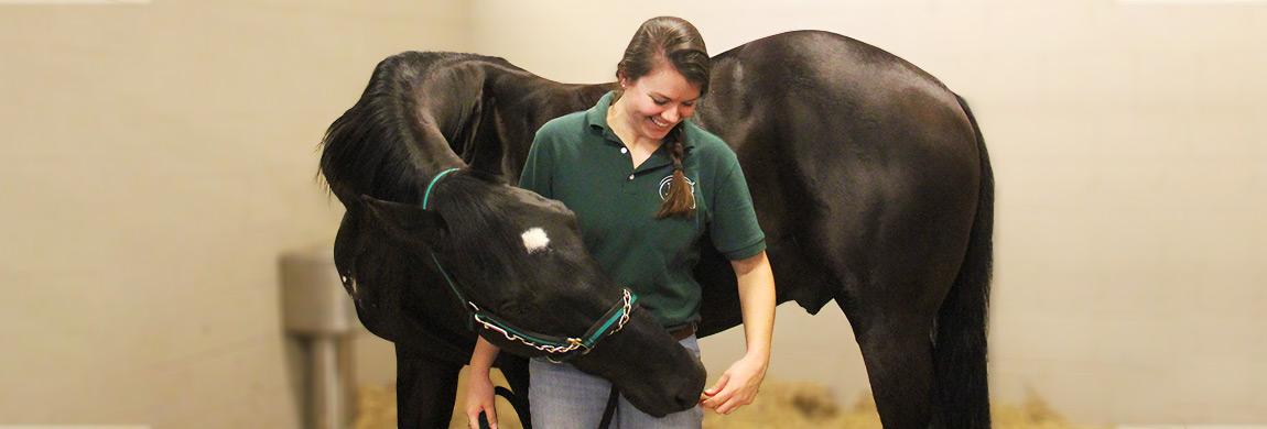 Equine student with her horse