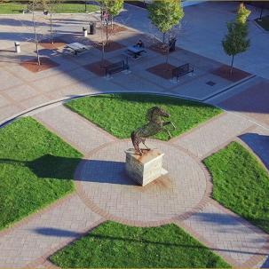 aerial view of the mustang statue