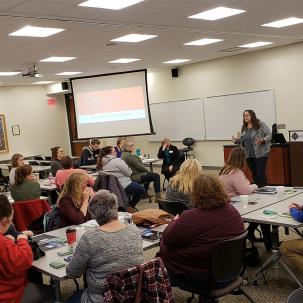 People attend a seminar