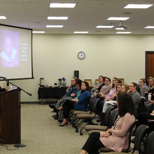 People attend a seminar