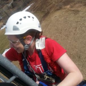 Climbing on the Bergey wind tower