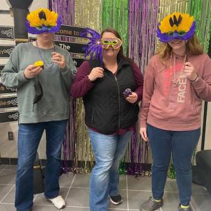 Norwich students enjoy a Mardi Gras event sponsored by N-CAB.