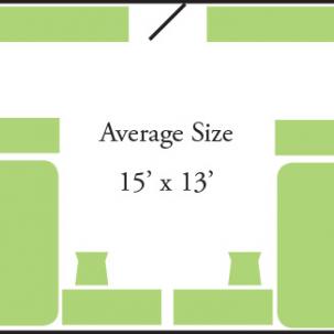 This residence hall offers double-occupancy rooms with an average size of 15 feet by 13 feet.