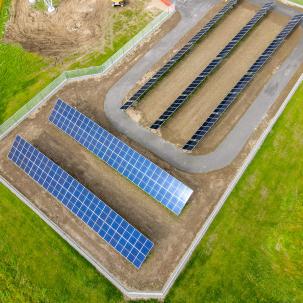 Ground-mounted 85 kW solar PV array for on-site energy production