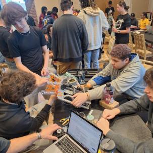 The robotics team in competition 