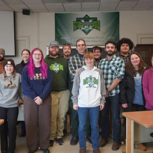 Brendan with students 