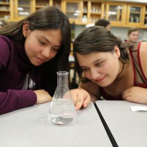 Participants conduct an experiment during the summer STEP program at SUNY Morrisville