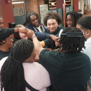 EOP Peer Mentors participate in a team-building activity 