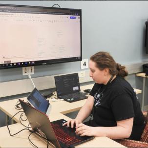 Students collaborate on a game development project during Global Game Jam.