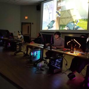 Students collaborate on a game development project during Global Game Jam.