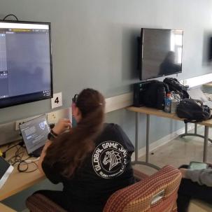 Students collaborate on a game development project during Global Game Jam.