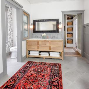 A bathroom vanity, built by Tom. Photo by Ann Gazdik Photography