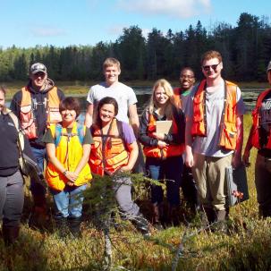 Students in bog