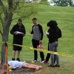Criminal Justice students learn crime scene investigation techniques.