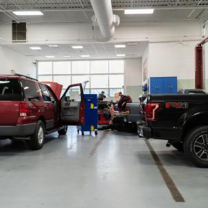 Ford vehicles are used in the lab to deliver the technical content and training for the Ford ASSET Program.