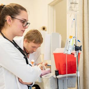 The students were involved in a simulation for fluid and electrolyte balances to learn how to recognize fluid deficit or excess. The students were monitored and debriefed.