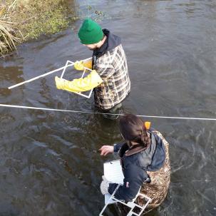 Environmental conservation students do field work.